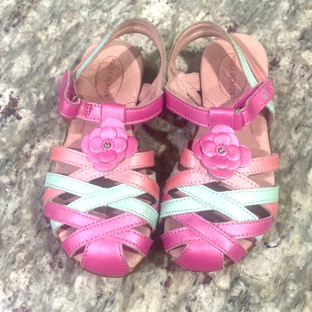 STRIDE RITE LILY Style Toddlers Pink & Light Blue Sandals  SIZE 10.5M